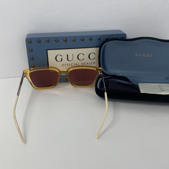New  - Gucci - GG0975S Orange Crystal/Orange Rectangular unisex Sunglasses … - Picture 10 of 16